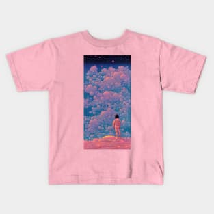 Girl On Strange Planet Star gazing Kids T-Shirt